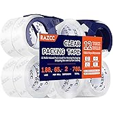 RAZCC Packing Tape, 12 Rolls Clear Heavy Duty Packaging Tape with Dispensers for Packing, Shipping, Moving and Mailing, Thicker Sealing Tape-1.88" x 65 Yards Per Roll, 780 Total Yards