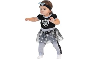 MODERN HERO NFL Officially Licensed One-piece Bodysuit with Mesh Skirt, Leggings and Matching Headband