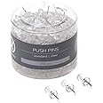 U Brands Push Pins, Clear Plastic Head Thumbtacks, Steel Point, 200-Count