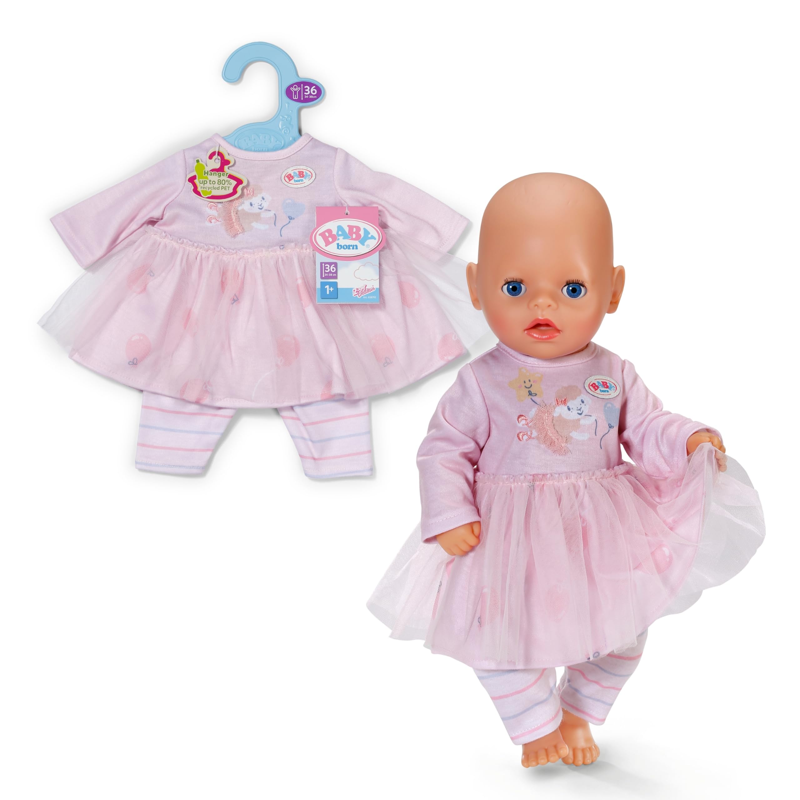 BABY born Rose Dress – Doll dress with long sleeves, tulle skirt & leggings – Doll clothing for 36 cm dolls