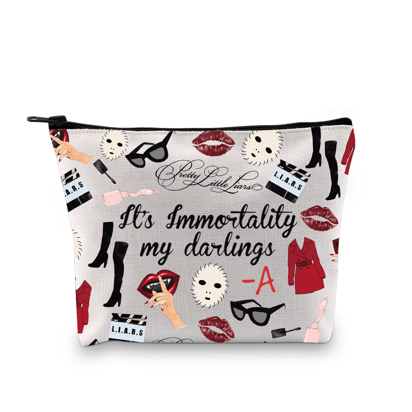 Pretty Little L Inspired Makeup Bag PLL Tv Show Fans Gift Friendship Gift PLL Fiction Tv Zipper Pouch (Immortality My Darlings ku)