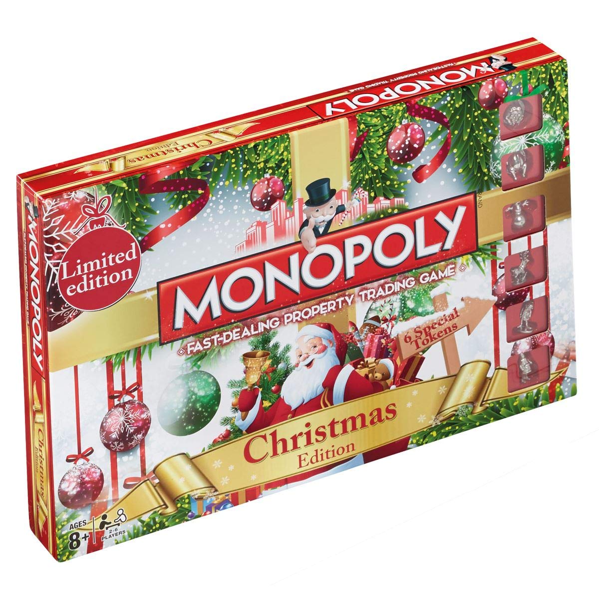 Winning Moves Christmas Monopoly Board Game, Play as Rudolph, Snowman or Santa and trade your way to success, Perfect Christmas decoration by the tree, for ages 8 and up — image 1