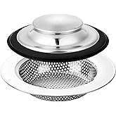 FURNIFE Sink Drain Strainer Stopper, Stainless Steel Garbage Disposal Plug, Sink Strainer and Stopper, Food Catcher for Standard 3-1/2 Inch Kitchen Sink Drain