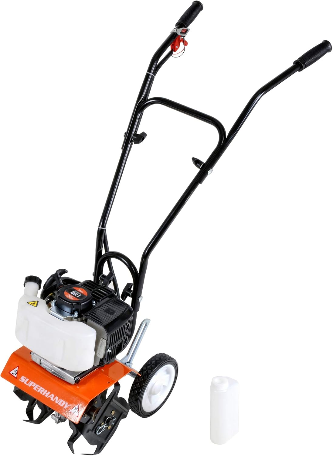 SuperHandy Mini Tiller Cultivator Super Duty 3HP 52cc 2 Stroke Gas Motor 4 Premium Steel Adjustable Forward Rotating Tines for Garden & Lawn, Digging, Weed Removal & Soil Cultivation EPA/CARB: Home Improvement