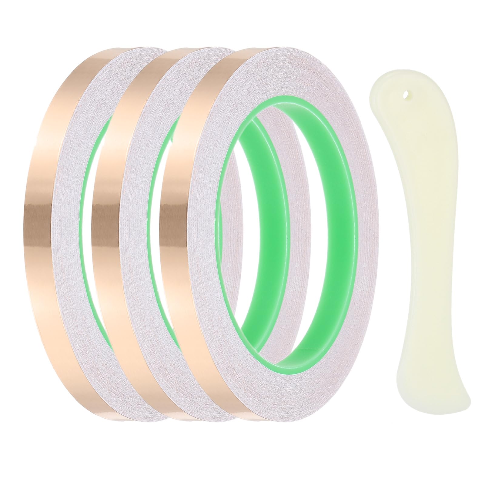 PATIKIL 22 Yard 3/8 Inch Copper Foil Tape,3 Roll Copper Tape with Conductive Stained Glass Foil Tool with Scraper for Stained Tools DIY Crafting