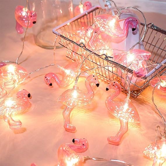DomeStar Pink Flamingo Lights Outdoor LED String Lights 3m Set of 20
