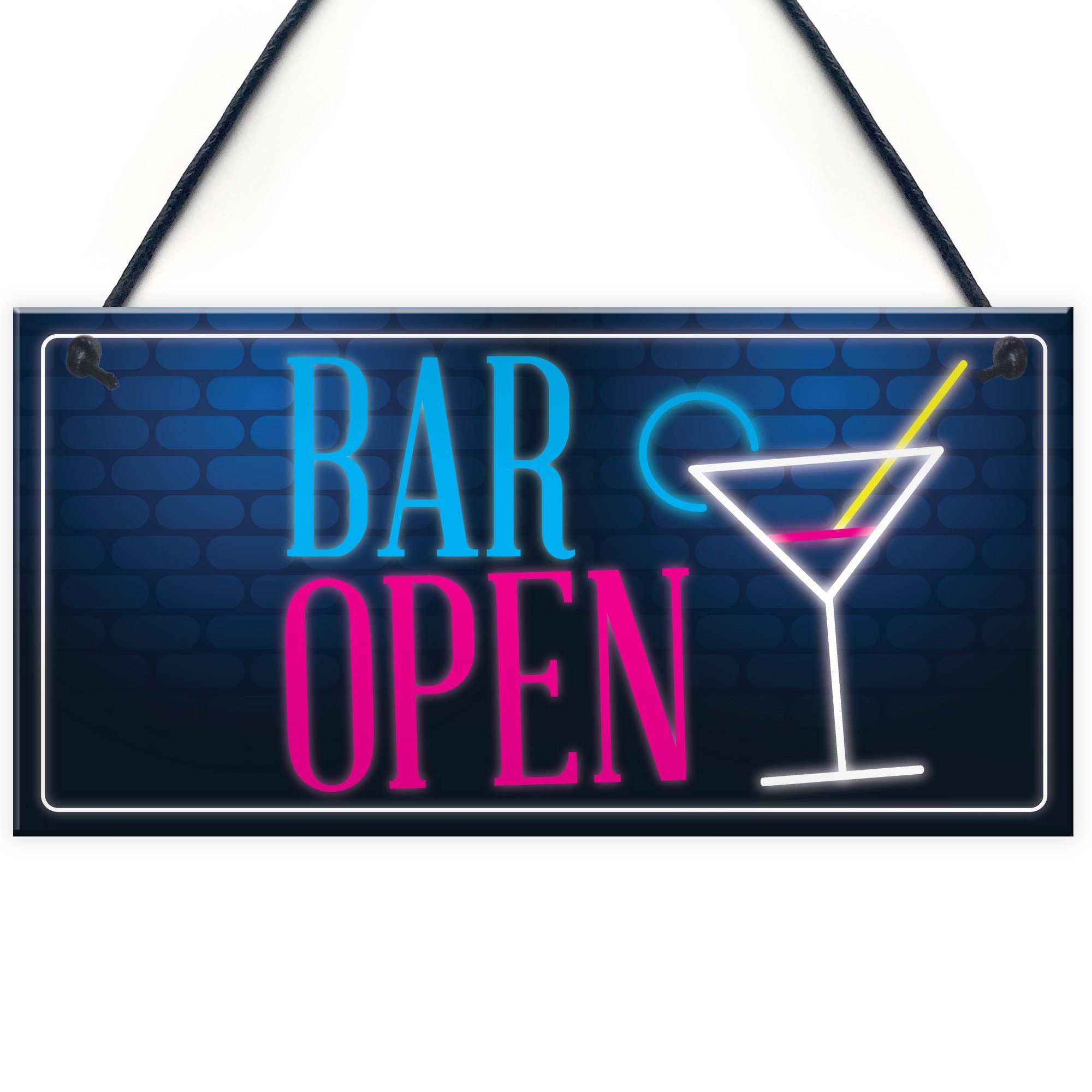 RED OCEAN Bar Open Sign NEON EFFECT Home Bar Man Cave Pub Club Window Plaque Display