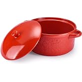 Ceramic Casserole Dish - Baking Dish Bowl Oven Safe With Lid and Handles - Covered Glass Cookware Essential for Kitchen - For Baking Dessert and Brownies, Soup - Round Bakeware for Serving Dishes