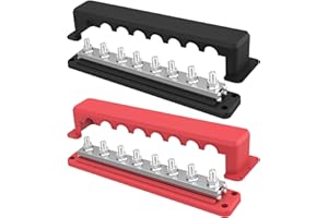 IZTOSS 2Pcs 600 A Bus Bar 12 V Power Distribution Block 8 x 3/8"(M10) Terminal Studs,Battery Bus Bar 48 V DC Positive & Negative Battery Terminal Block for Marine Automotive RV Truck