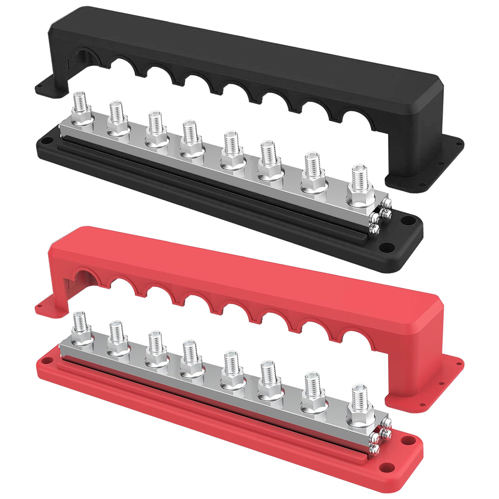 Photo 1 of IZTOSS 2Pcs 600 A Bus Bar 12 V Power Distribution Block 8 x 3/8"(M10) Terminal Studs,Battery Bus Bar 48 V DC Positive & Negative Battery Terminal Block for Marine Automotive RV Truck
