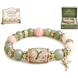 VOOYVEX 2026 Hummingbird Blessing Jewelry Beads Bracelet for Women Spring Garden Hummingbird Charm Thick Elastic Beaded Brace
