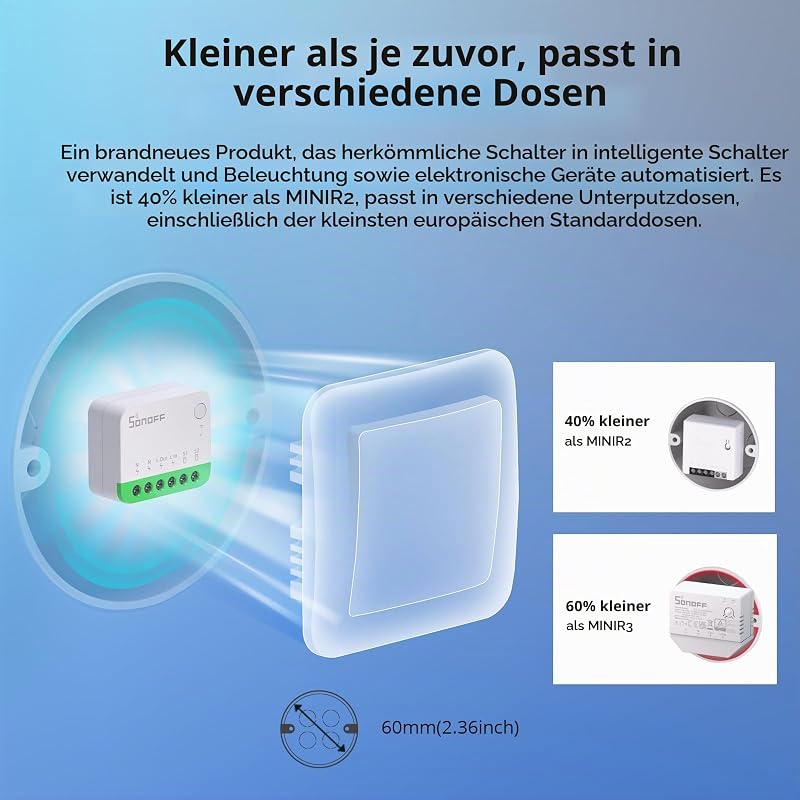 Matter Smart Switch, Wifi Mini DIY-Modul, funktioniert mit Apple Home, Alexa & Google Home, 4 PACK, erfordert Neutralleiter