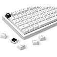 OHY Minimalist White keycaps, XVX Double Shot PBT Keycaps, 137 Keys Custom Keyboard keycaps, White and Black keycaps 75 persent, CSA Profile Keycaps for MX Switches Mechanical Keyboard - WOB White