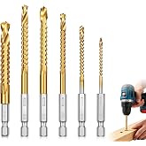 6Pack HSS Twist Drill Bit Set, 3mm-8mm | Hex Shank Serrated Drill Bits for Wood, Plastic &amp; Thin Metal