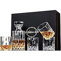Lighten Life 5 Piece Whiskey Decanter Sets,Crystal Whiskey Decanter with 4 Glasses in Gift Box,Lead Free Whiskey Glass…