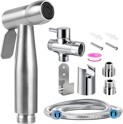 JIELUO Handheld Bidet Sprayer Kit Stainless Steel 2-Mode Shower Hose T-Valve