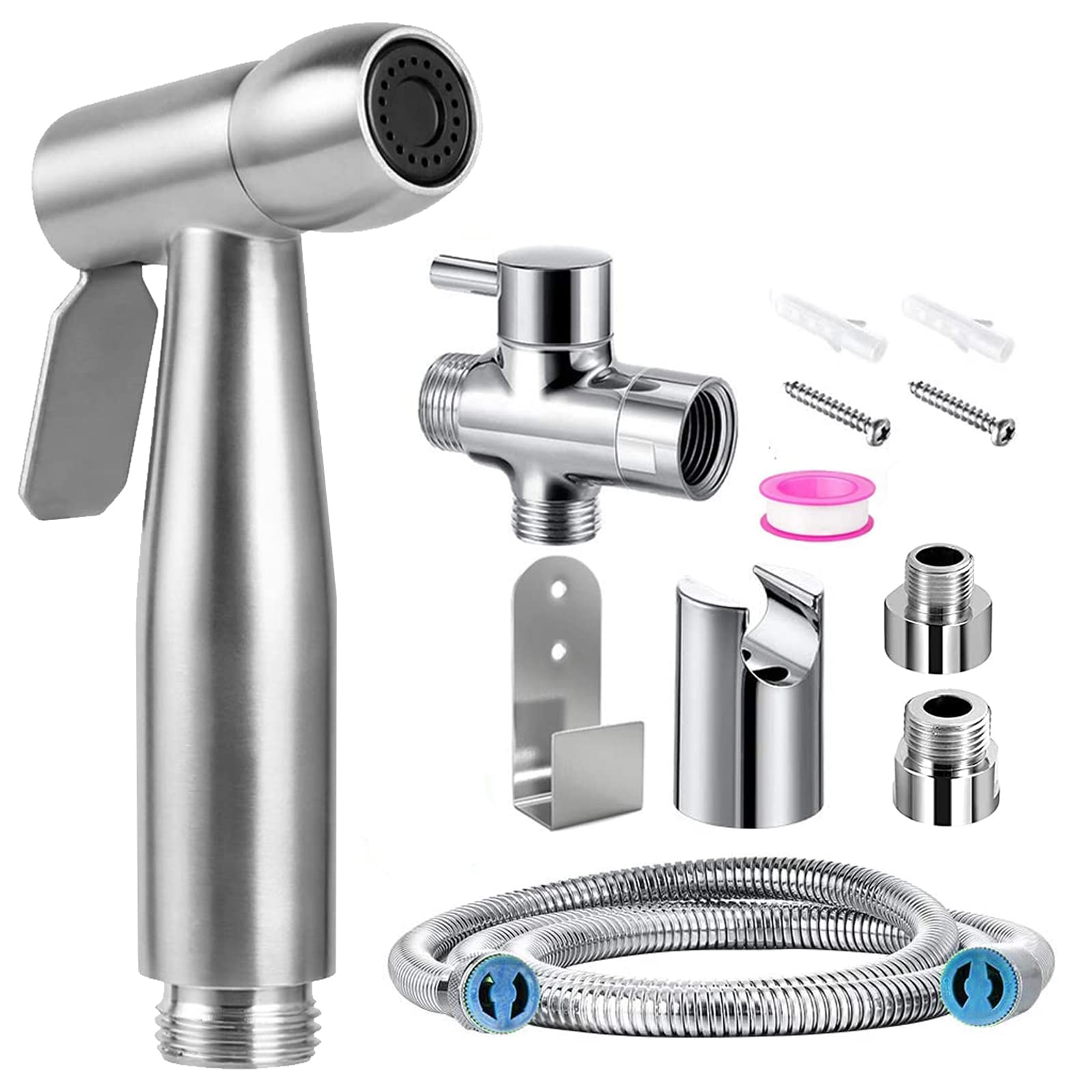 Handheld Bidet Sprayer Kit - Stainless Steel Douche Muslim Shower Spray with Hose Bidet for Toilet Cleaning, Pet Bath, Personal Hygiene