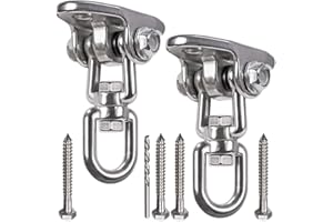 IOH Set of 2 Heavy Duty Swing Hangers Stainless Steel 304, Double Protection Design,【2200 lb Capacity】 360° Rotation, Playground Porch Yoga Seat Trapeze, Hammock Chair, Swing Set Indoor Outdoor