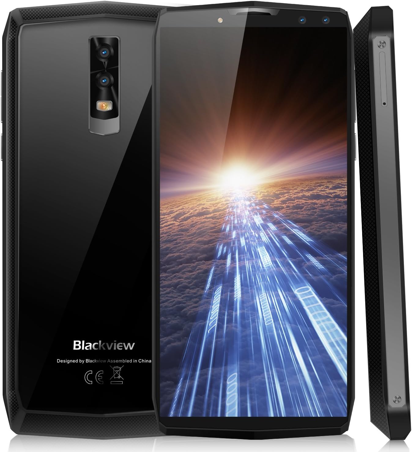 Blackview P10000Pro (UK) 4G FDD-LTE Smartphone-(SIM Free Mobile Phones, Android 7.1 Dual SIM 64GB ROM 6.0" (18:9) FHD+11000mAh Battery Four Cameras 13MP+16MP Fast Charge 12V/2A Unlocked Smartphone)