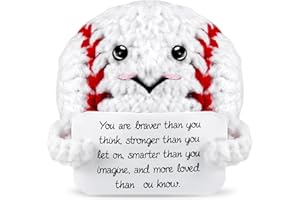 ZLSPTK Positive Crochet Animals Baseball Emotional Support Plush Crochet Funny Gift for Women Friends Birthday Emotional Support Doll Knitting Toy Motivational Crochet Accessories Desk Room Decor