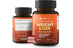 HEBS LAB. Weight Loss Pills for Women & Men – Diet Pills with Garcinia Cambogia - Effective Appetite Suppressant for Weight Loss - Metabolism Booster – Belly Fat Burner for Men & Women - Made in the USA