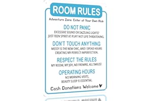 OPIX DESIGN Funny Room Rules Sign - Cute Blue Room Decor for Teen Girls Bedroom, Preppy Aesthetic Room Decorations, Cute Teenage Door Sign & Fun Gifts for Birthday and Holidays Baby Blue Room Decor for Girls