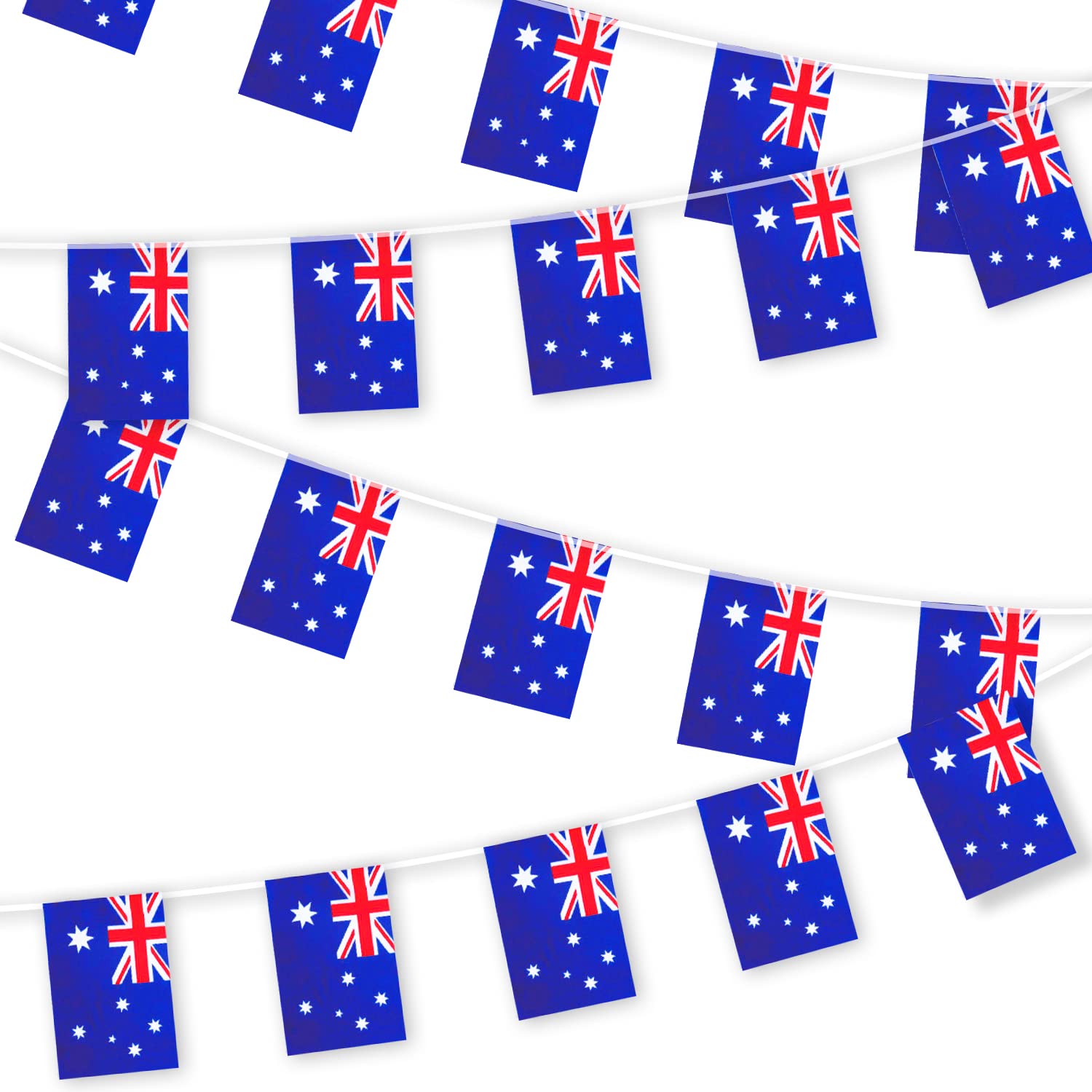 30FT Polyester Australian Flag Bunting - 30 Pcs, Outdoor Indoor Party Decorations for Australia Day