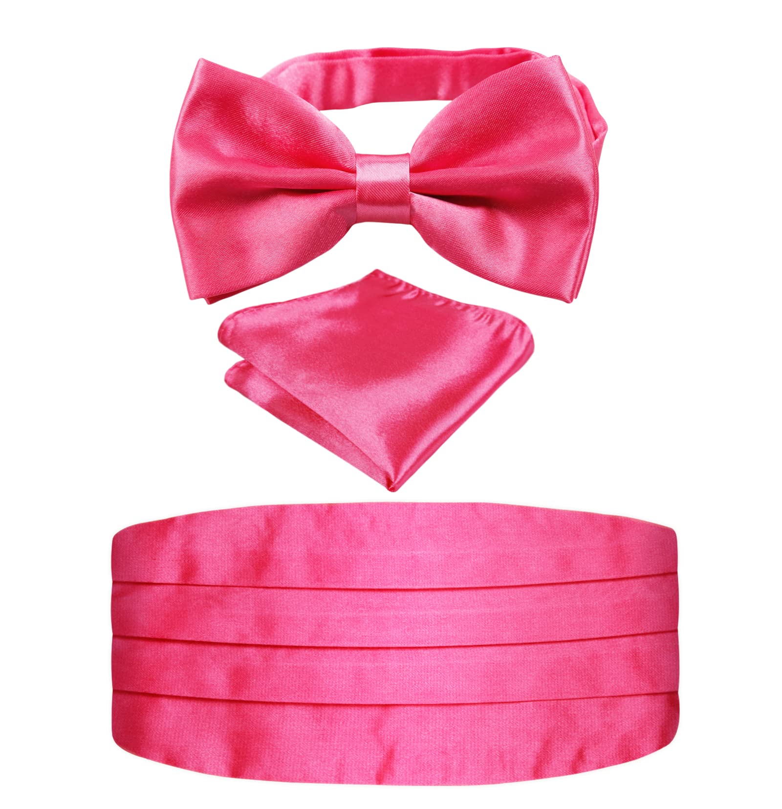 Photo 1 of **cummerbund ONLY** Mens Prom Bow Tie, Handkerchief and Cummerbund Set (Solid Hot Pink)