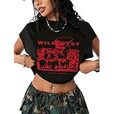 Hilinker Women's Graphic Cap Sleeve Crop Tops Cute Summer Loose Fit Crew Neck T Shirts