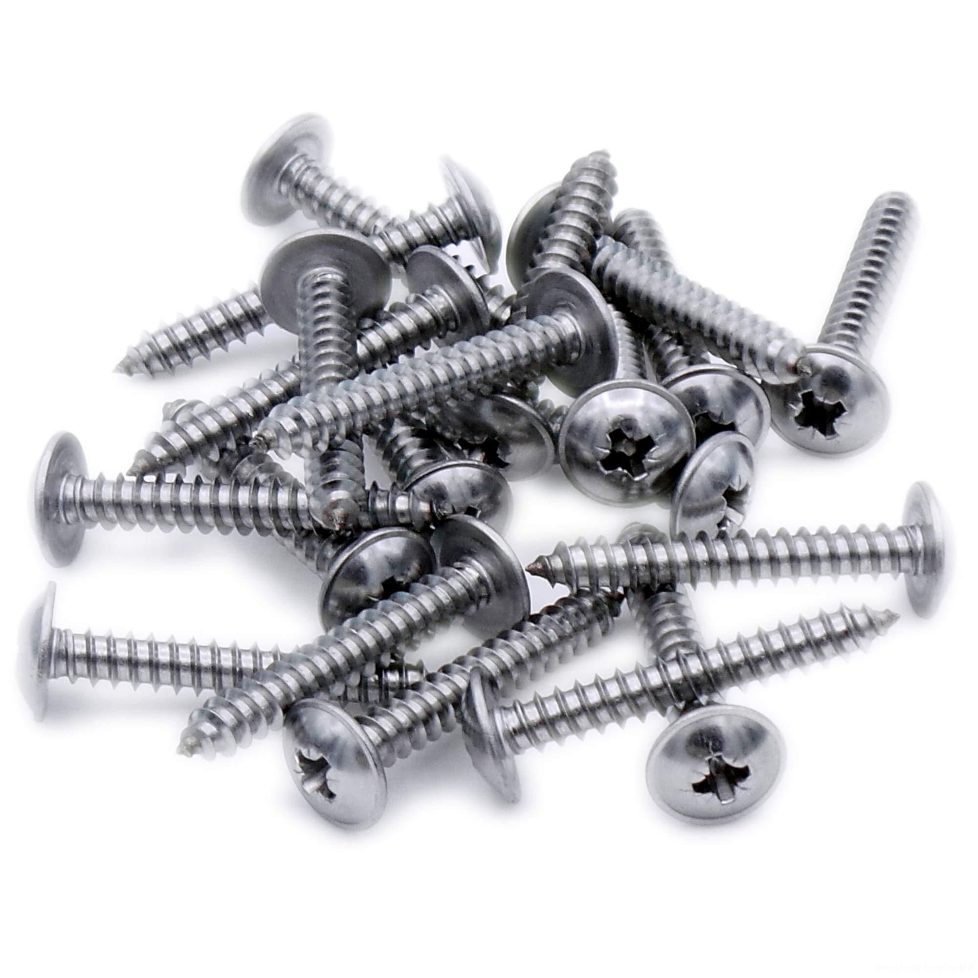 No.8 x 0.75 (4.2mm x 19mm) Pozi Flanged Self-Tapping Screw - Stainless Steel (A2) (Pack of 20)