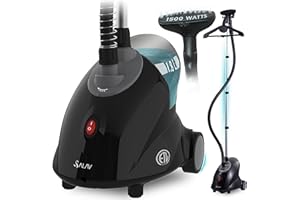 SALAV GS18-DJ Standing Garment Steamer with Roll Wheels for Easy Movement, 1.8L Water Tank for 1 Hour Continuous Steaming, Adjustable Pole for Storage, Includes Descaler Packet, 1500 watts