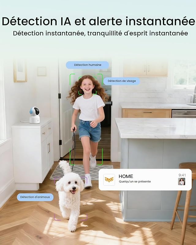 4K Caméra Surveillance WiFi Intérieure avec Carte Mémoire 64Go — photo 3 sur 8