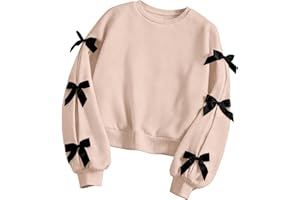 Ecolala Girls Sweatshirt Cute Bow Tie Long Sleeve Crewneck Pullover Top Casual Fall Winter