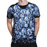 Liquid Blue Unisex-Adult Skull Pile Blue Fantasy All Over Print Short Sleeve T-shirtT-Shirt