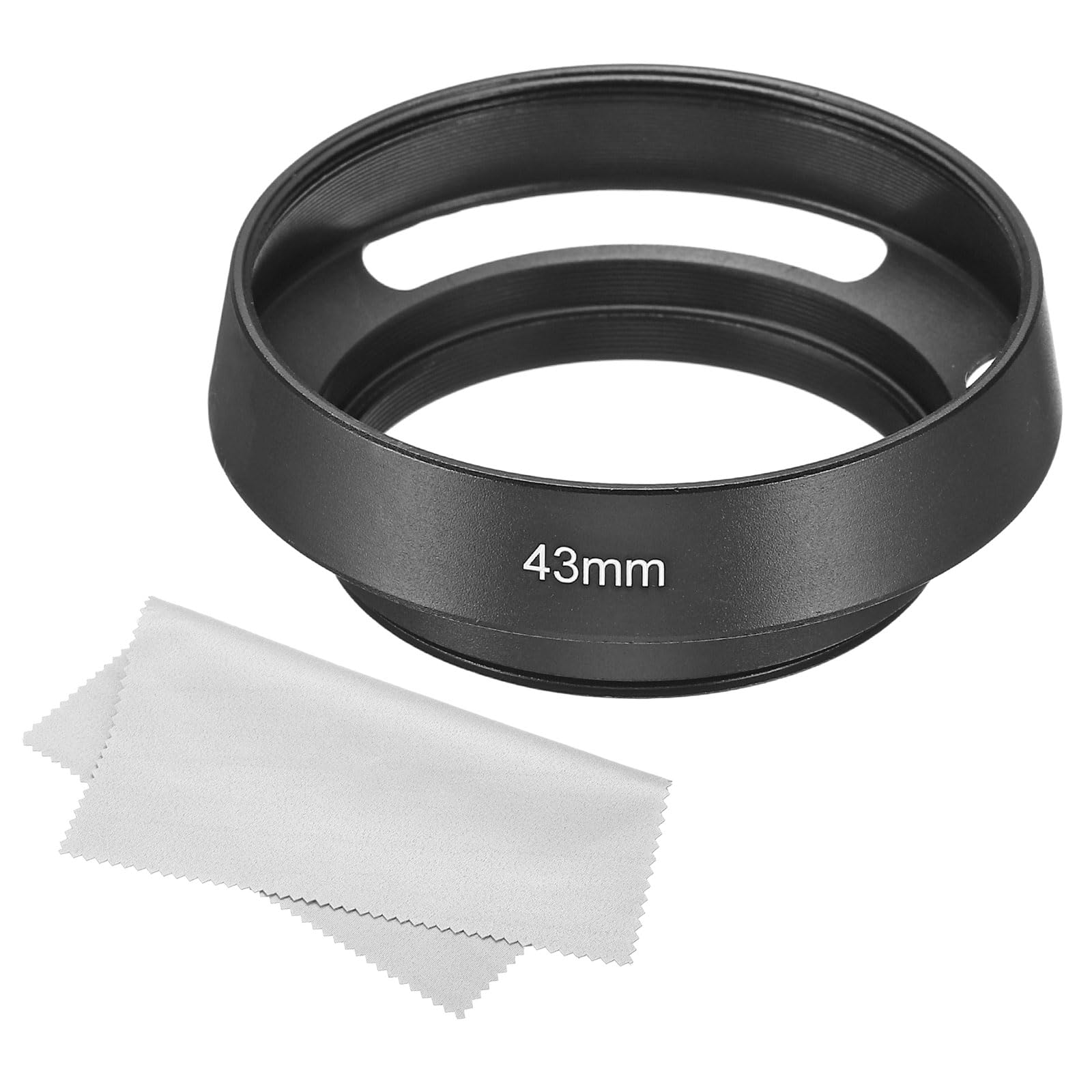 PATIKIL 43mm Lens Hood, Standard Vented Matte Surface Anti-reflective Inside Hood with Cleaning Cloth for Camera Lens, Black for Nikon, for Fujifilm, for Pentax, for Leica — image 1