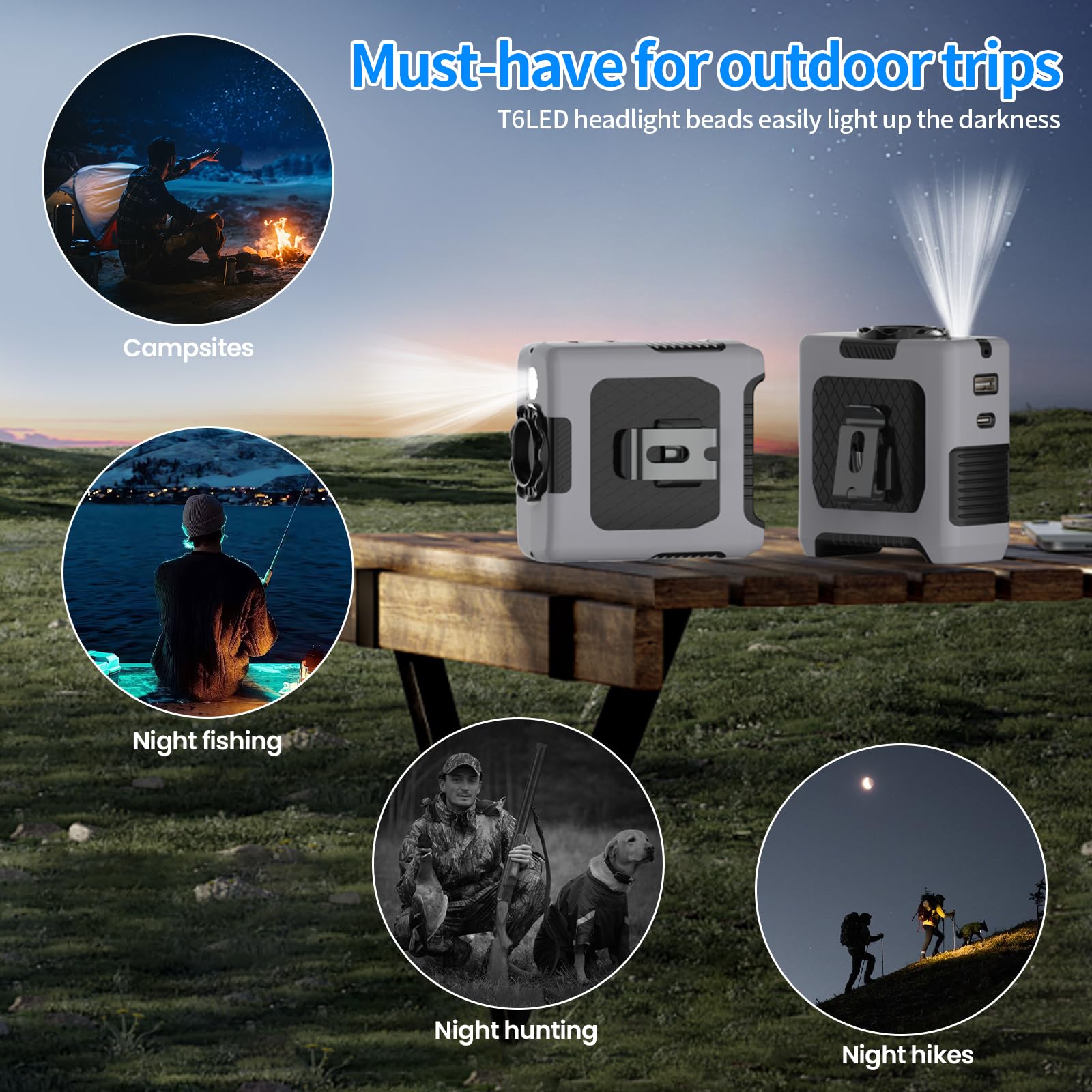 Portable Fan Wearable Personal Fan with 5 Speed Max 55 Working Hours Low Noise Portable Neck Fans Cooling Waist Fans for Camping Traveling LED Power Display 10000mAh Rechargeable (Gray)