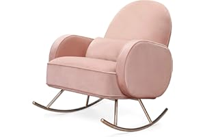 Nursery Works Compass Rocker in Blush Velvet with Rose Gold Legs, Greenguard Gold and CertiPUR-US Certified