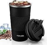 Aolieh Travel Mug 510 ml Insulated Stainless Steel with Leak-Resistant Lid Black