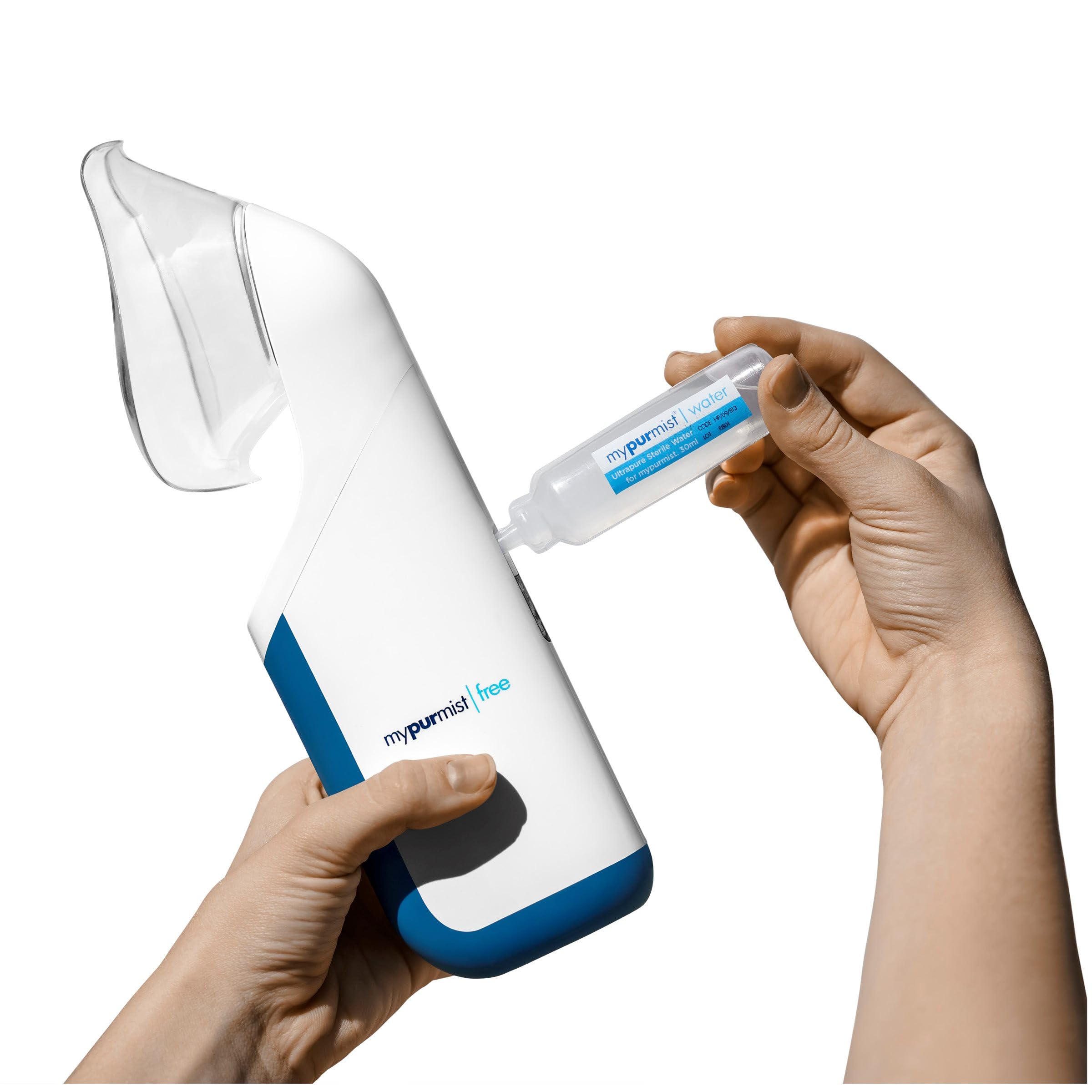 Mypurmist Free Ultrapure Cordless Steam Inhaler - Handheld Personal & Battery-Powered Steamer, Vaporizer & Humidifier for Sinus Relief, Nasal Congestion, Cold & Cough, Vocal Care
