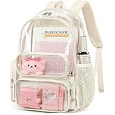 BTOOP Clear Backpack Heavy Duty Transparent Backpack 17" See Through Bookbag for College Work Festival Security with Padded Strap Large Capacity