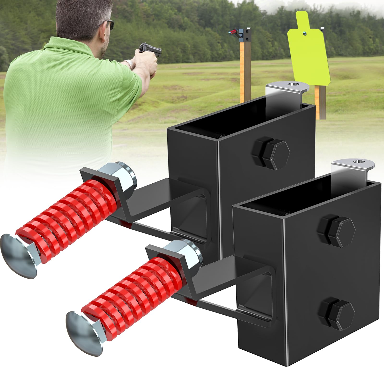 Photo 1 of 2x4 Steel Target Hanger | AR500 2x4 Shooting Target Stand Brackets | Targets Holders for Shooting | Steel Gong Targets Conversion Adapter for Range | Indoor | Outdoor 2 Pack