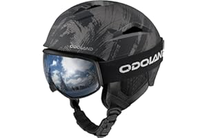 Odoland Snowboard Helmet, Ski Helmet with Ski Goggles for Adults & Youth, Durable PC Shell & EPS Foam, Safety Snow Helmets Goggles for Men Women