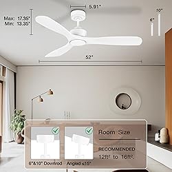 Hoenofly 52” Wood Smart Ceiling Fans with Lights