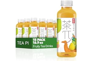 茶Π Tea PI Iced Tea - Green Tea,Pomelo, Sweet Iced Fruit Tea Bottles,Real Juice, -16.9 fl oz, 500mL, 15 Pack