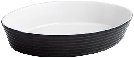 Quid B&W Fuente Oval para Horno, Gres, Blanco y Negro, 37x26x7 cm ...