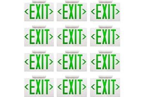 AKT LIGHTING Green LED Exit Sign Emergency Light with Battery Backup, Double Face Hardwired Green Letter Emergency Exit Lighting For Business, Restaurant, Commercial, Supermarket, UL-Listed, 120-277V, 6PCS (Green 12 Pack)