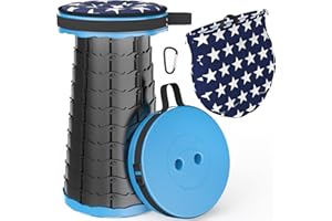 ALEVMOOM Camping Stool with Cushion,Portable Telescoping Stool More Sturdy Capacity 440Ib,Retractable Collapsible Stool Adjustable Folding Stool for Hiking Fishing Garden BBQ with Carry Bag