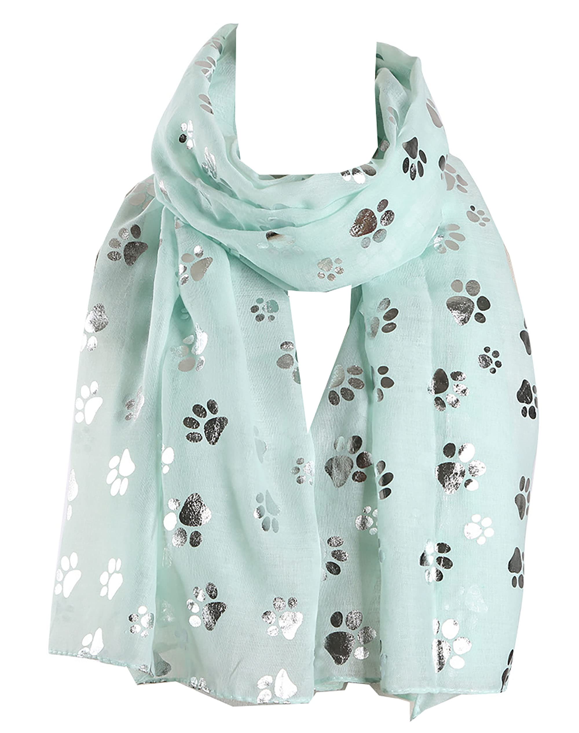 GFM Dog Paws Silver Foil Print Scarf (DP-SL-03-MNT-Mint)