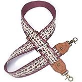 Purse Strap Replacement Crossbody Adjustable Bag Strap Retro Jacquard Embroidery Wide Shoulder Strap for Women Handbags