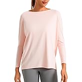 JOYSPELS Ice Silk Boat Neck Long Sleeve Workout Tops for Women Loose Fit Athletic Running Gym Yoga Shirts